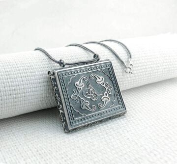 925 Ayar Gümüş Osmanlı Tuğralı Muska Kabı Kolye