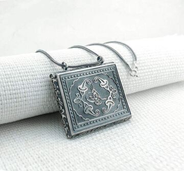 925 Ayar Gümüş Osmanlı Tuğralı Muska Kabı Kolye