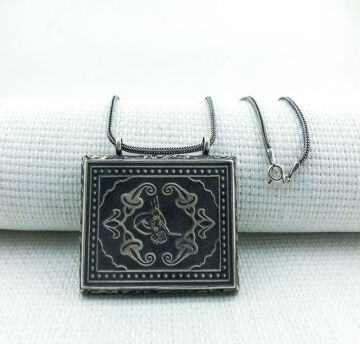 925 Ayar Gümüş Osmanlı Tuğralı Muska Kabı Kolye