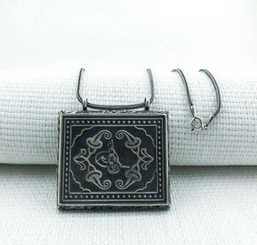 925 Ayar Gümüş Osmanlı Tuğralı Muska Kabı Kolye