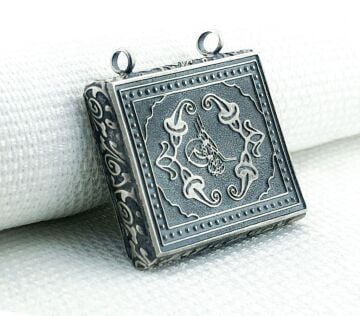 925 Ayar Gümüş Osmanlı Tuğralı Muska Kabı Kolye Ucu