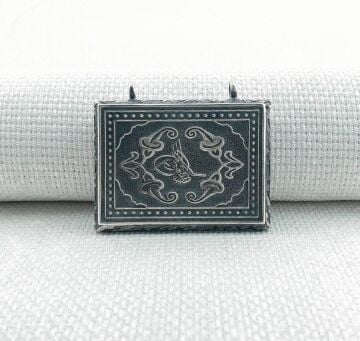 925 Ayar Gümüş Osmanlı Tuğralı Muska Kabı Kolye Ucu