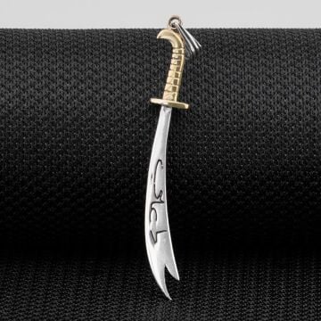 Türkçe ve Arapça Hz Ali Yazılı Zülfikar Kılıç Gümüş Kolye Ucu