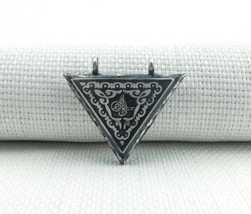 925 Ayar Gümüş Osmanlı Tuğralı Üçgen Muska Kabı Kolye Ucu