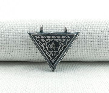 925 Ayar Gümüş Osmanlı Tuğralı Üçgen Muska Kabı Kolye Ucu