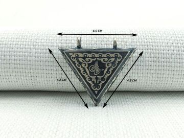 925 Ayar Gümüş Osmanlı Tuğralı Üçgen Muska Kabı Kolye Ucu