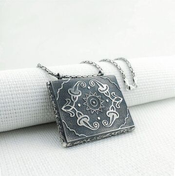 925 Ayar Güneş Simgeli Kral Zincirli Muska Kabı Kolye