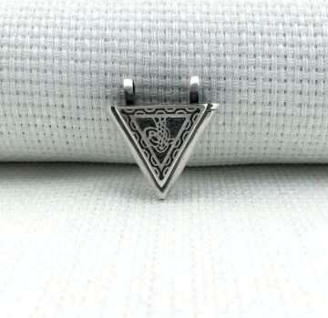925 Ayar Osmanlı Tuğralı Üçgen Muska Kabı Gümüş Kolye Ucu