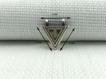 925 Ayar Osmanlı Tuğralı Üçgen Muska Kabı Gümüş Kolye Ucu