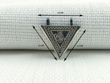 Osmanlı Tuğralı Üçgen Muska Kabı 925 Ayar Gümüş Kolye