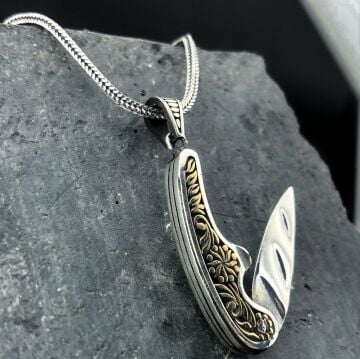 925 Ayar Bıçak Tasarımlı Gümüş Kolye