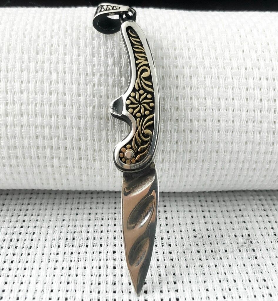 925 Ayar Bıçak Tasarımlı Gümüş Kolye Ucu