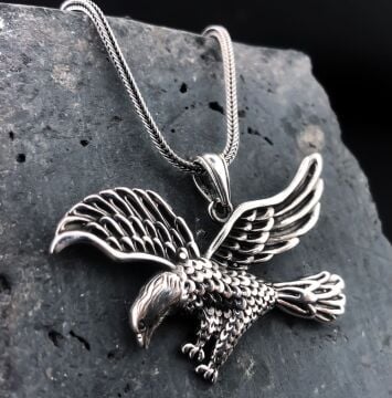 925 Ayar Kartal Tasarımlı Gümüş Kolye