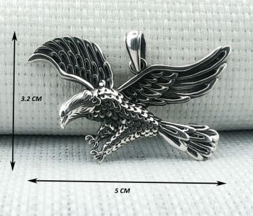 925 Ayar Kartal Tasarımlı Gümüş Kolye Ucu