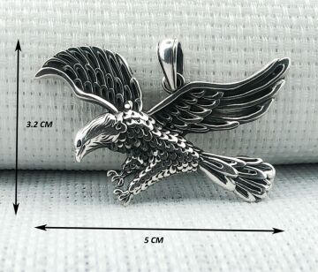 925 Ayar Kartal Tasarımlı Gümüş Kolye Ucu