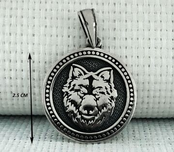 925 Ayar Kurt Motifli Gümüş Kolye