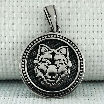 925 Ayar Kurt Motifli Gümüş Kolye Ucu