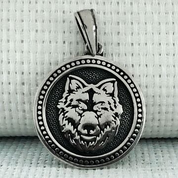 925 Ayar Kurt Motifli Gümüş Kolye Ucu