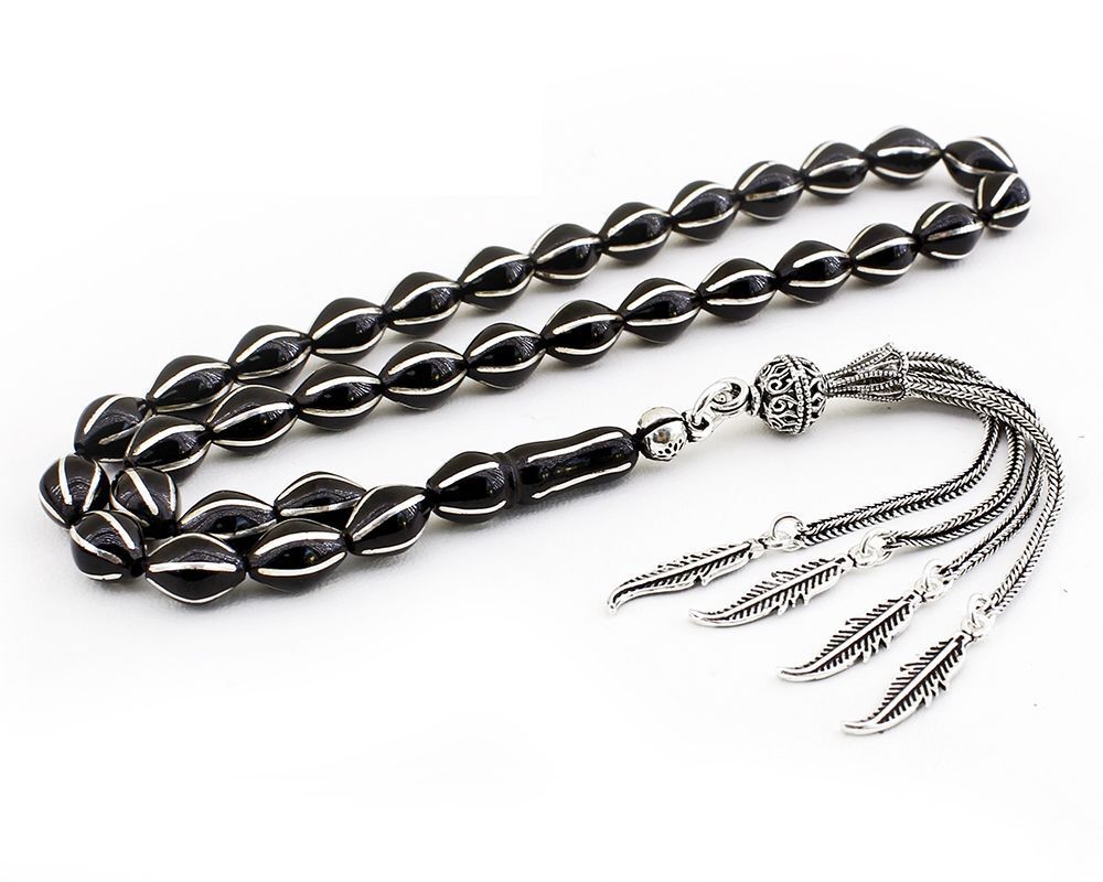 925 Ayar Gümüş Kalın Karpuz Dilimli Erzurum Oltu Tesbih