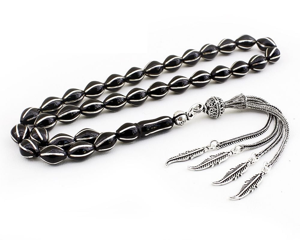 925 Ayar Gümüş Kalın Karpuz Dilimli Erzurum Oltu Tesbih