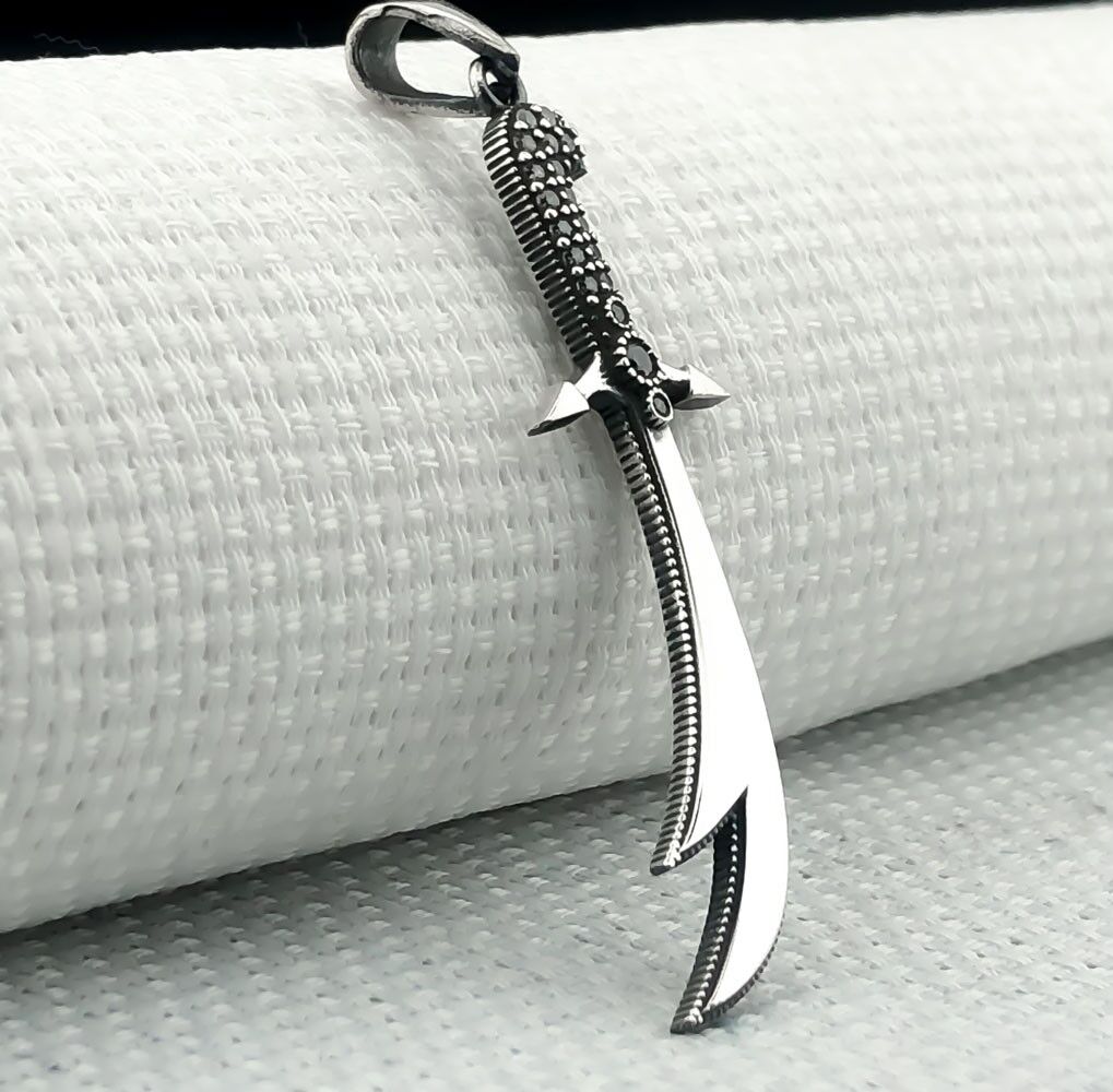 925 Ayar Zülfikar Kılıç Tasarımlı Gümüş Kolye Ucu