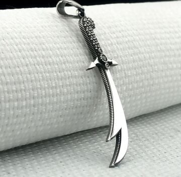 925 Ayar Zülfikar Kılıç Tasarımlı Gümüş Kolye Ucu