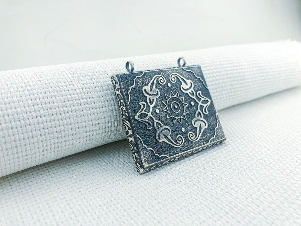 925 Ayar Gümüş Güneş Simgeli Muska Kabı Kolye Ucu