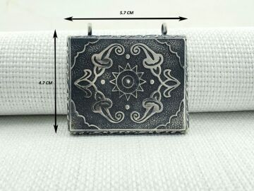 925 Ayar Gümüş Güneş Simgeli Muska Kabı Kolye Ucu