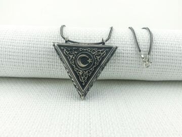 925 Ayar Ayyıldızlı Muska Kabı Gümüş Tilki Kuyruğu Kolye