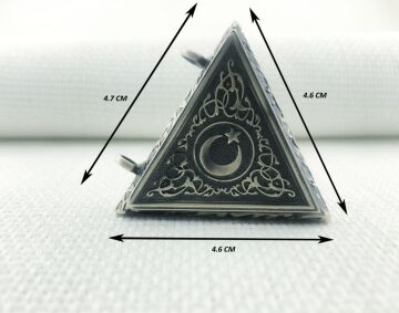 925 Ayar Ayyıldızlı Muska Kabı Gümüş Tilki Kuyruğu Kolye