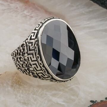 925 Ayar Gümüş Siyah Zirkon Taşlı Erkek Yüzük Model 5
