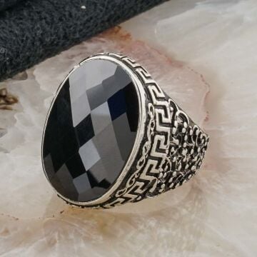 925 Ayar Gümüş Siyah Zirkon Taşlı Erkek Yüzük Model 5