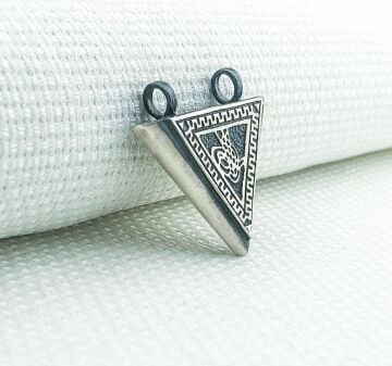Osmanlı Tuğralı Üçgen Muska Kabı 925 Ayar Gümüş Kolye Ucu