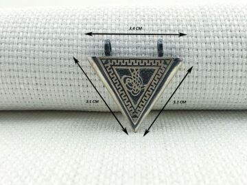 Osmanlı Tuğralı Üçgen Muska Kabı 925 Ayar Gümüş Kolye Ucu