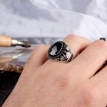 ZİRKON TAŞLI MİNARE MODEL 925 AYAR GÜMÜŞ ERKEK YÜZÜK