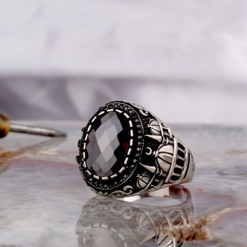 ZİRKON TAŞLI MİNARE MODEL 925 AYAR GÜMÜŞ ERKEK YÜZÜK