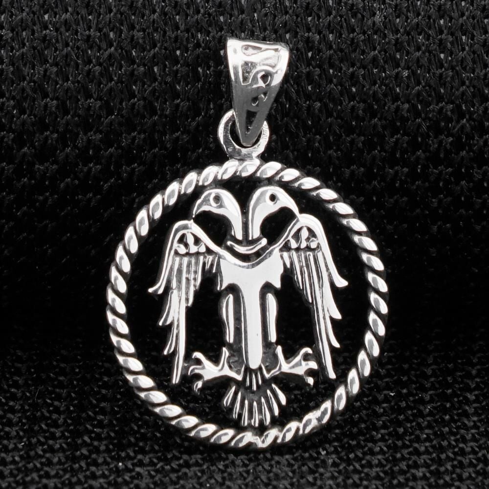 Çift Başlı Selçuklu Kartalı Motifli 925 Ayar Gümüş Kolye Ucu