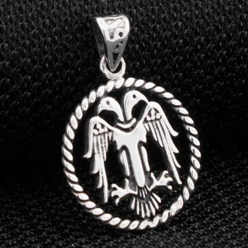 Çift Başlı Selçuklu Kartalı Motifli 925 Ayar Gümüş Kolye Ucu