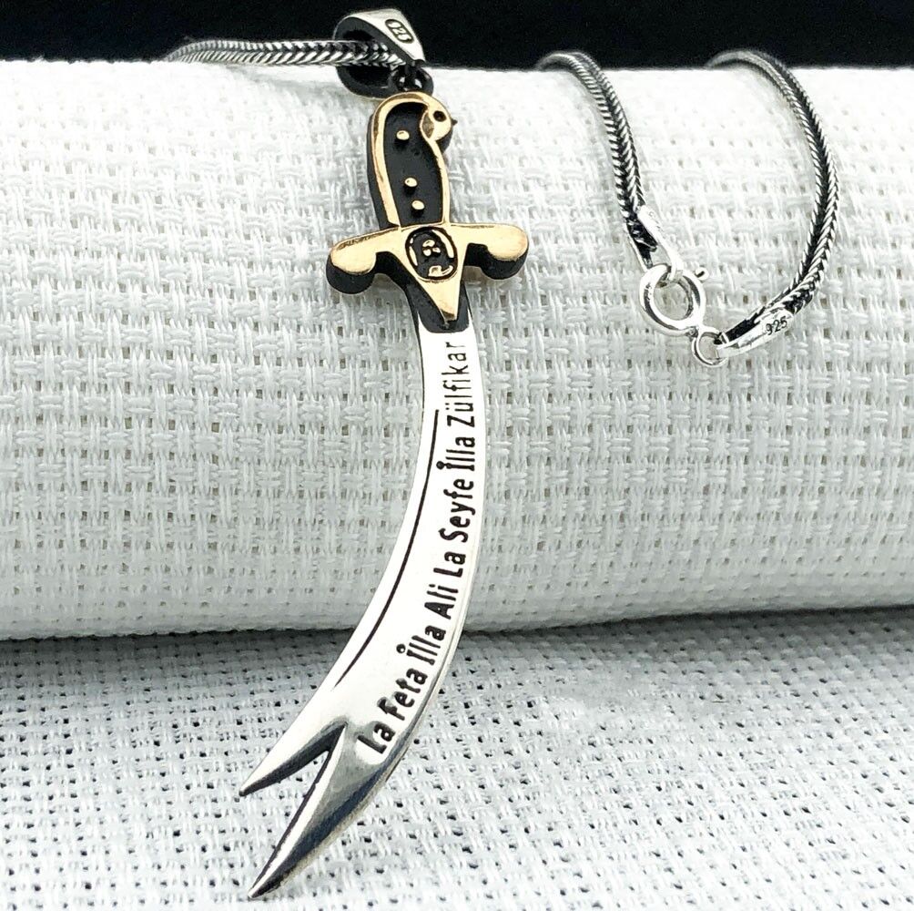 925 Ayar La Feta İlla Ali La Seyfe İlla Zülfikar Gümüş Kolye