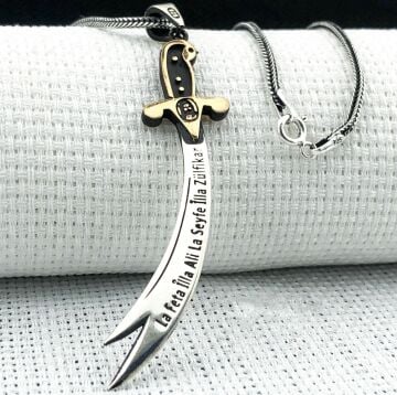 925 Ayar La Feta İlla Ali La Seyfe İlla Zülfikar Gümüş Kolye