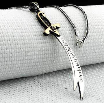 925 Ayar La Feta İlla Ali La Seyfe İlla Zülfikar Gümüş Kolye