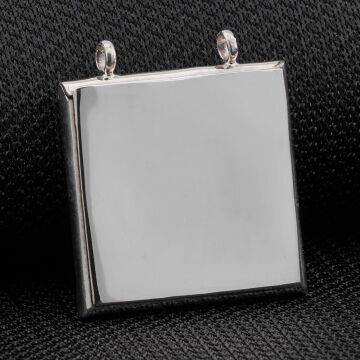 Düz Kare Parlak Gümüş Cevşen Muska Kabı Kolye Ucu