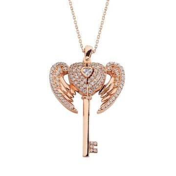 Melek Motifli İsimli Anahtar Bayan Gümüş Kolye