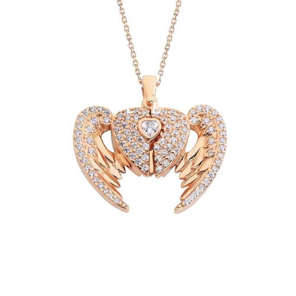 İsim Yazılı Melek Figürlü Gümüş Kolye