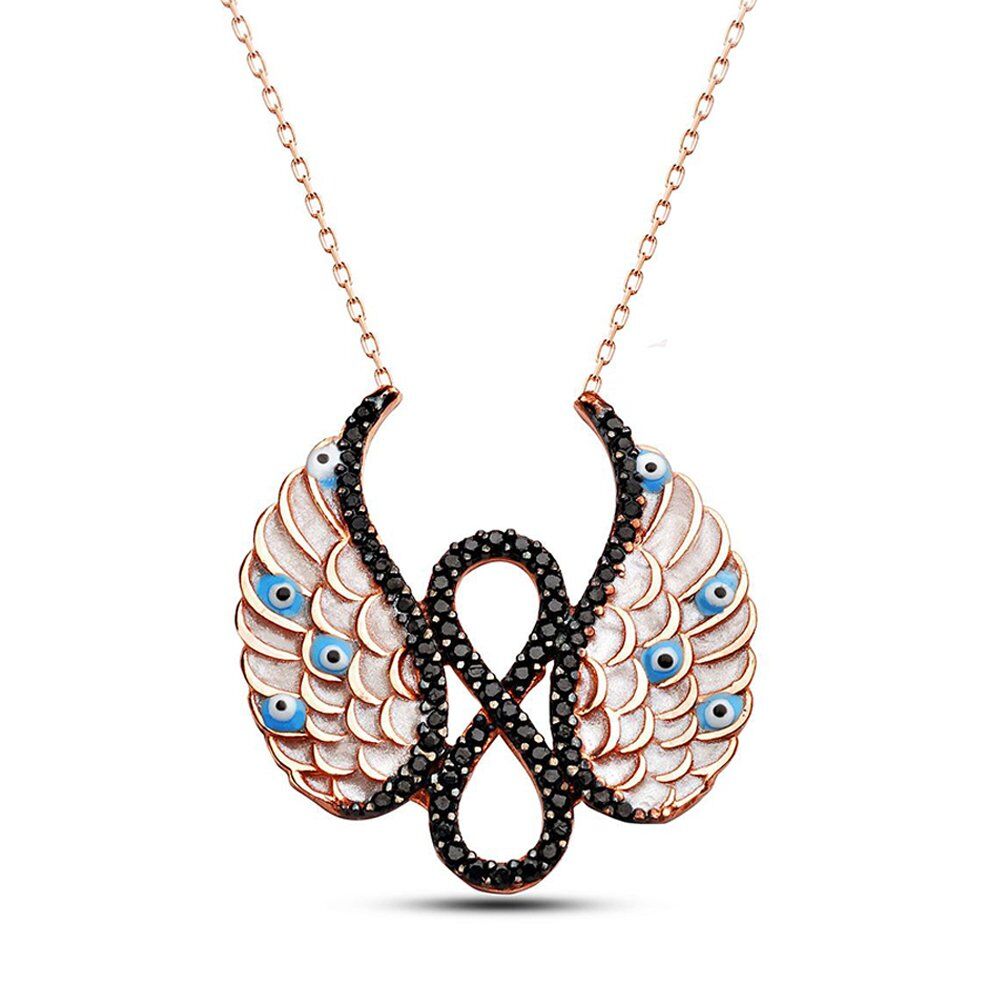 Melek Kanatlı Sonsuzluk Gümüş Kolye