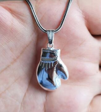 925 Ayar Gümüş  Boks Eldiveni Kolye