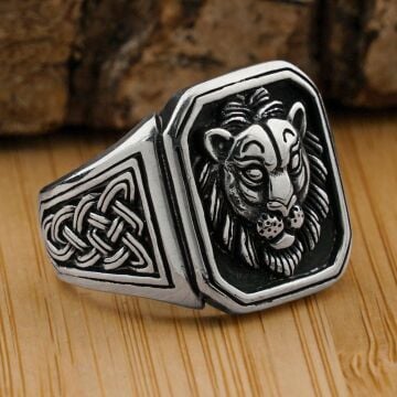Aslan Figürlü 925 Ayar Gümüş Yüzük