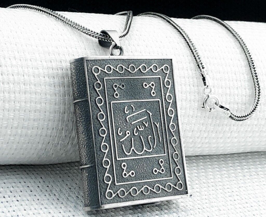Allah Muhammed Yazılı 925 Ayar Gümüş Muska Kabı Kolye