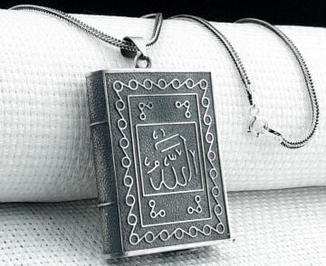 Allah Muhammed Yazılı 925 Ayar Gümüş Muska Kabı Kolye