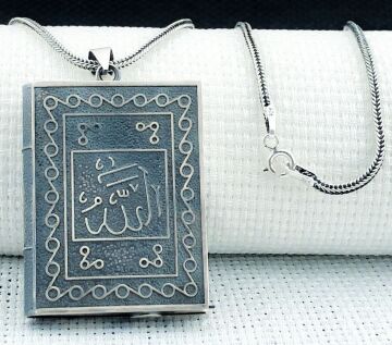 Allah Muhammed Yazılı 925 Ayar Gümüş Muska Kabı Kolye